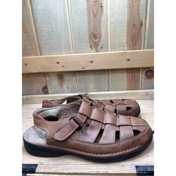 Johnston and Murphy Fisherman Dad Grandpa Brown Leather Sandals Size 11 - Picture 1 of 6